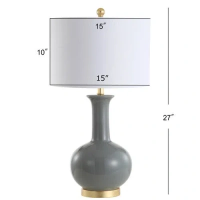 Jonathan Y Brussels 27" Contemporary Transitional Ceramic/metal Led Table Lamp In Gray