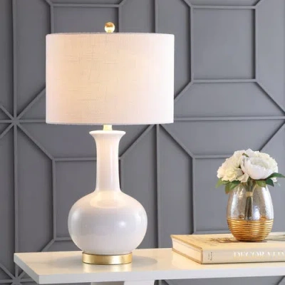 Jonathan Y Brussels 27" Contemporary Transitional Ceramic/metal Led Table Lamp In White