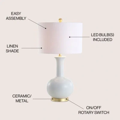 Jonathan Y Brussels 27" Contemporary Transitional Ceramic/metal Led Table Lamp In White