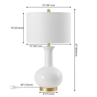 Jonathan Y Brussels 27" Contemporary Transitional Ceramic/metal Led Table Lamp In White