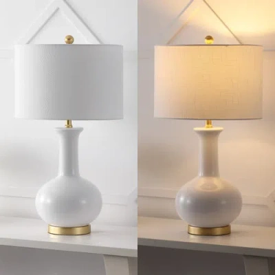 Jonathan Y Brussels 27" Contemporary Transitional Ceramic/metal Led Table Lamp In White