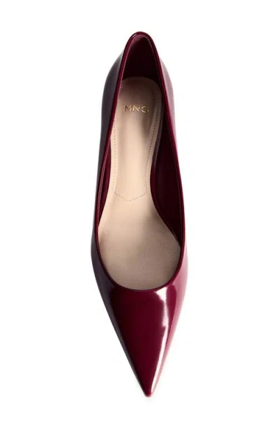Mango Kitten Pointed Toe Shoe With Patent Leather Effect Burgundy In Burgundy