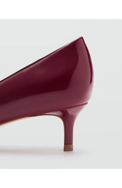 Mango Kitten Pointed Toe Shoe With Patent Leather Effect Burgundy In Burgundy