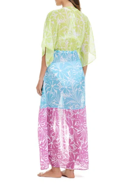 Bleu Rod Beattie Rod Beattie Sock It To Me Chiffon Cover-up Maxi Dress In Multi