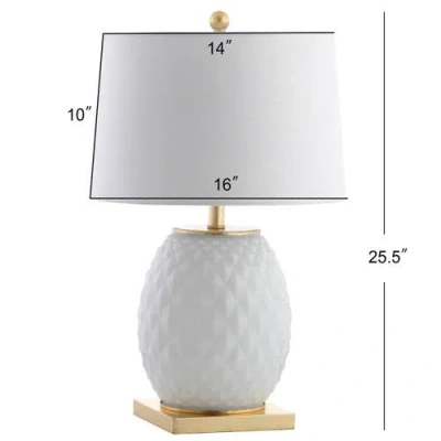 Jonathan Y Diamond 25.5" Led Glass/metal Table Lamp In White/gold