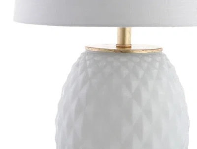Jonathan Y Diamond 25.5" Led Glass/metal Table Lamp In White/gold