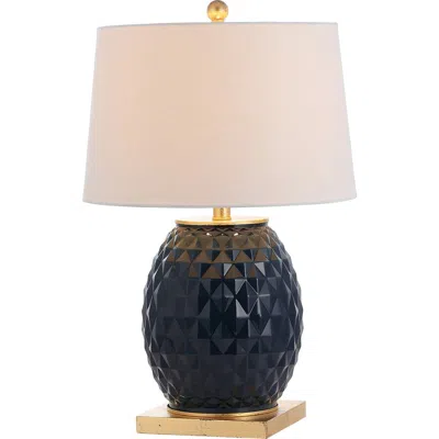 Jonathan Y Diamond 25.5" Led Glass/metal Table Lamp In Navy/gold