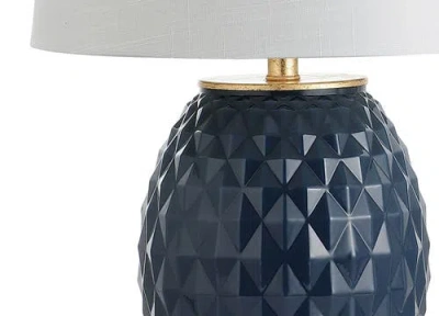 Jonathan Y Diamond 25.5" Led Glass/metal Table Lamp In Navy/gold