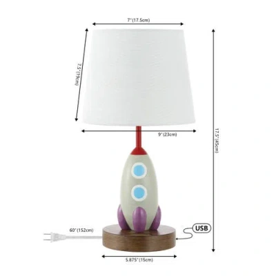 Jonathan Y Houston 17.5" Coastal Style Iron/resin Rocket Led Kids' Table Lamp With Phone Stand And U In Multi-color