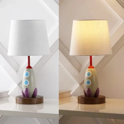 Jonathan Y Houston 17.5" Coastal Style Iron/resin Rocket Led Kids' Table Lamp With Phone Stand And U In Multi-color