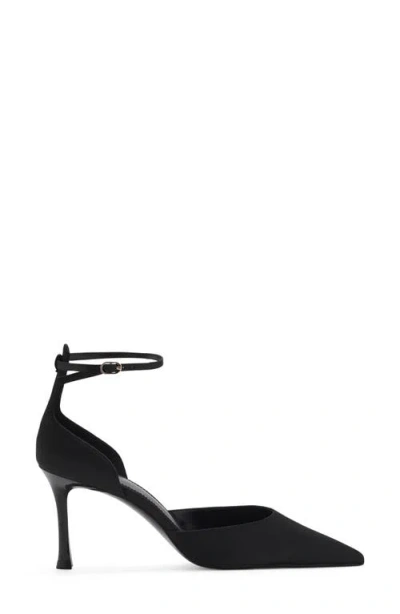 Mango Ankle Strap D'orsay Pointed Toe Pump In Black