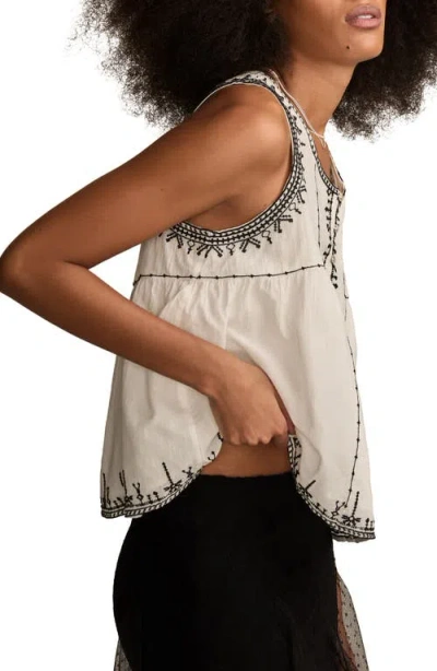 Lucky Brand Embroidered Cotton Tank In Tofu