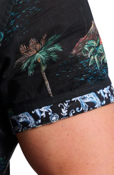 Robert Graham Kauai Tropical Print Cotton Camp Shirt In Black