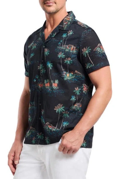 Robert Graham Kauai Tropical Print Cotton Camp Shirt In Black