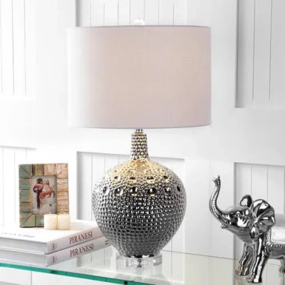Jonathan Y Andrews 27" Ceramic Led Table Lamp, Chrome In Chrome