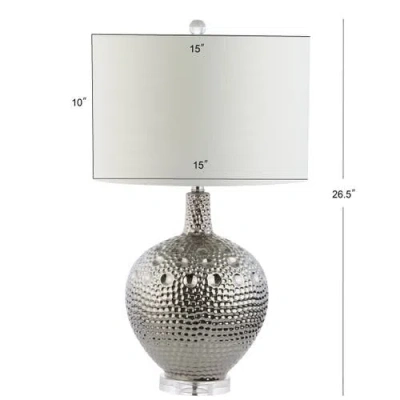 Jonathan Y Andrews 27" Ceramic Led Table Lamp, Chrome In Chrome