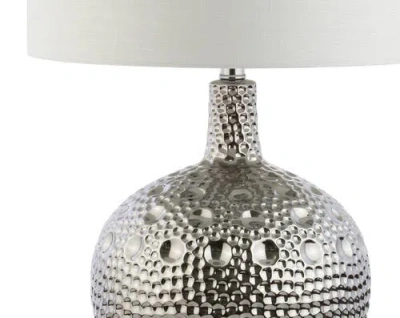Jonathan Y Andrews 27" Ceramic Led Table Lamp, Chrome In Chrome