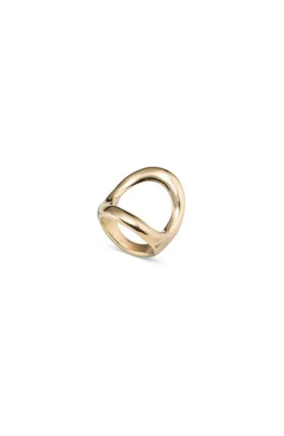 Unode50 18k Gold-plated Ring With Large Central Oval In Metallic