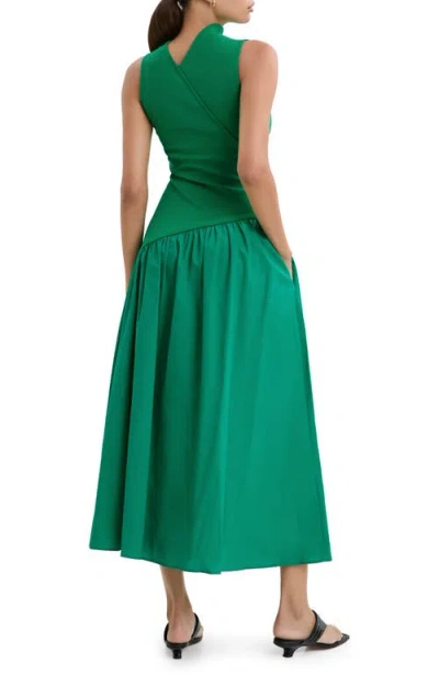 Marcella Hutton Sleeveless Mixed Media Maxi Dress In Grass Green