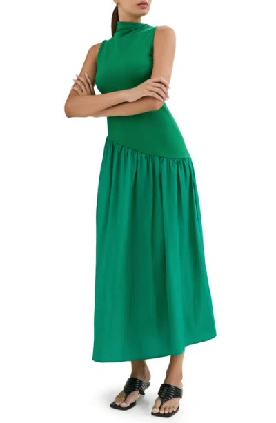 Marcella Hutton Sleeveless Mixed Media Maxi Dress In Grass Green
