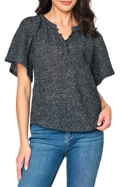 Gibsonlook The Jordan Open Stitch Flutter Sleeve Sweater In Black