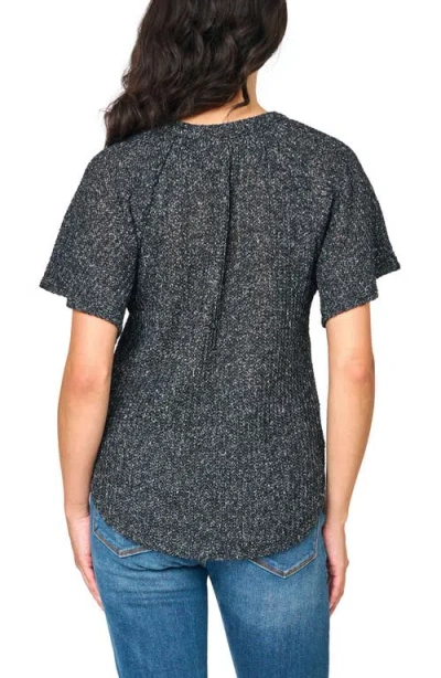 Gibsonlook The Jordan Open Stitch Flutter Sleeve Sweater In Black