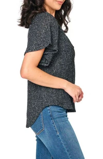 Gibsonlook The Jordan Open Stitch Flutter Sleeve Sweater In Black