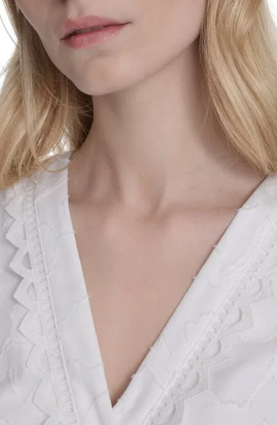 Eliza J Short Sleeve Floral Burnout Shirtdress In White