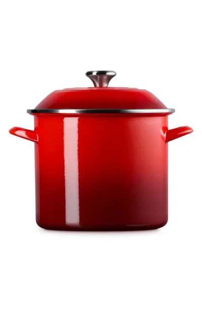 Le Creuset 16-quart Enameled Stainless Steel Stock Pot In Cerise