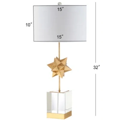 Jonathan Y Estelle 32" Led Metal/crystal Table Lamp, Clear/gold Leaf In Clear/gold