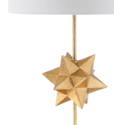 Jonathan Y Estelle 32" Led Metal/crystal Table Lamp, Clear/gold Leaf In Clear/gold