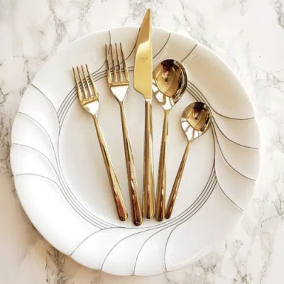 Mepra Linea Ice Serving Set In Gold