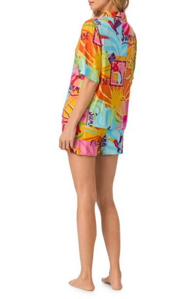 Room Service Pjs Print Short Pajamas In Orange Multi Pattern