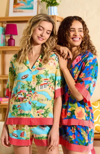 Room Service Pjs Print Short Pajamas In Blue