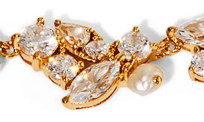 Nadri Ravish Laurel Cubic Zirconia & Cultured Purl Collar Necklace In Gold