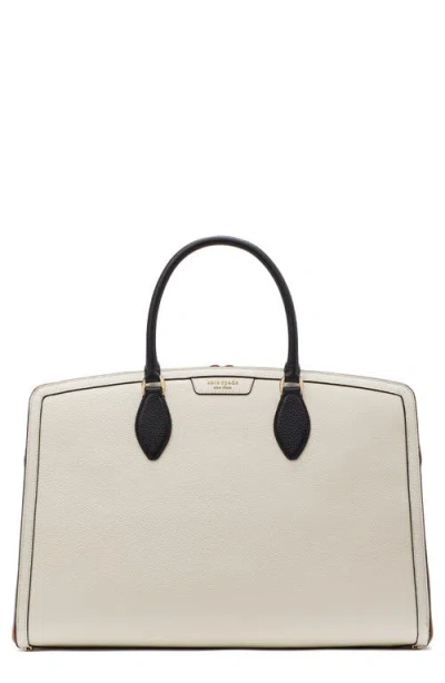 Kate Spade New York Hudson Colorblock Pebble Leather Satchel In Parchment Multi