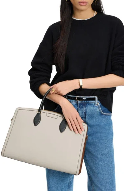 Kate Spade New York Hudson Colorblock Pebble Leather Satchel In Parchment Multi