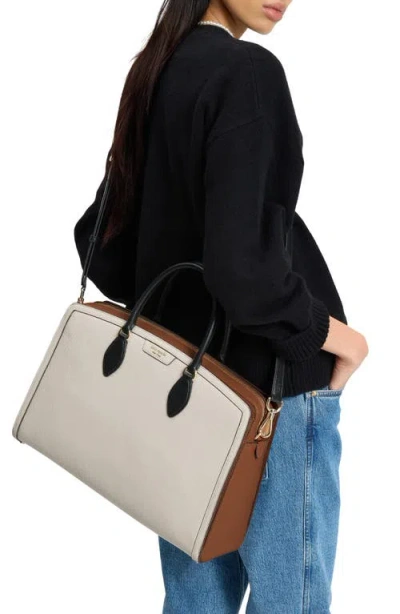 Kate Spade New York Hudson Colorblock Pebble Leather Satchel In Parchment Multi