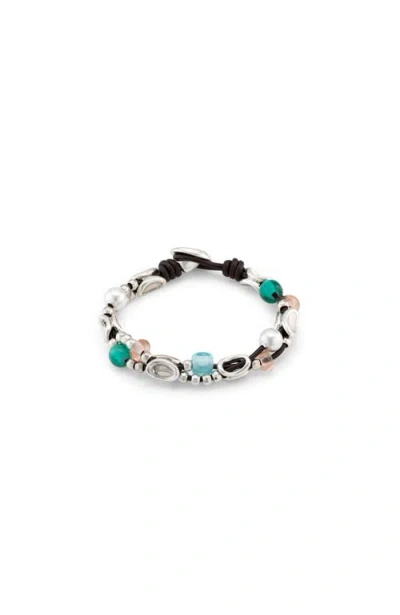 Unode50 Sterling Silver-plated Links And Handmade Crystal Bracelet In Silver