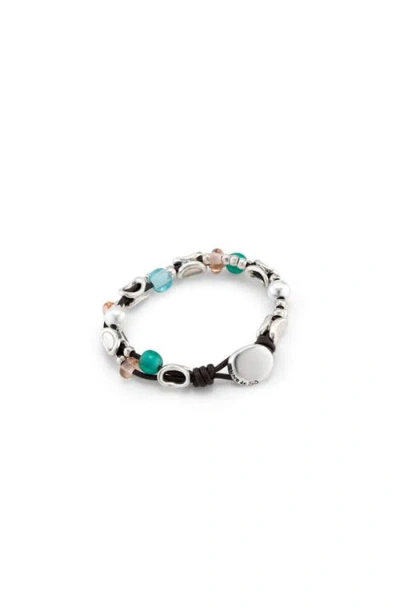 Unode50 Sterling Silver-plated Links And Handmade Crystal Bracelet In Silver
