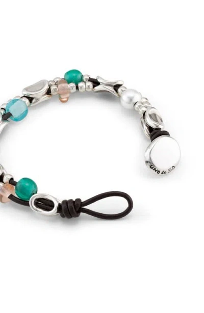 Unode50 Sterling Silver-plated Links And Handmade Crystal Bracelet In Silver