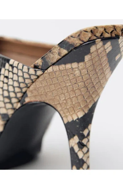 MANGO MANGO SNAKESKIN PRINT HEELED MULE 