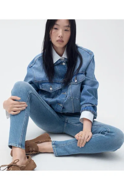 Mango Newisa Mid Rise Skinny Jeans In Medium Blue