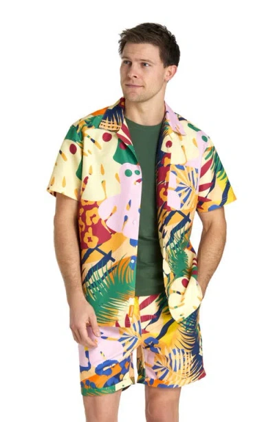 Opposuits Tropic Thrill Camp Shirt & Drawstring Shorts Set In Yellow Multi