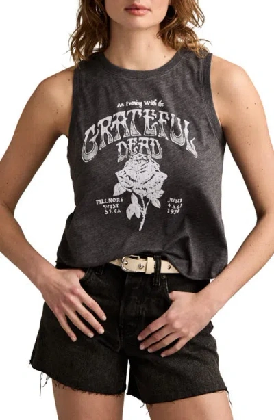 Lucky Brand Grateful Dead Rose Graphic Tank In Charcoal Heather Grey