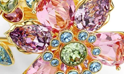 Swarovski Idyllia Triple Crystal Flower Cocktail Ring In Multicolored