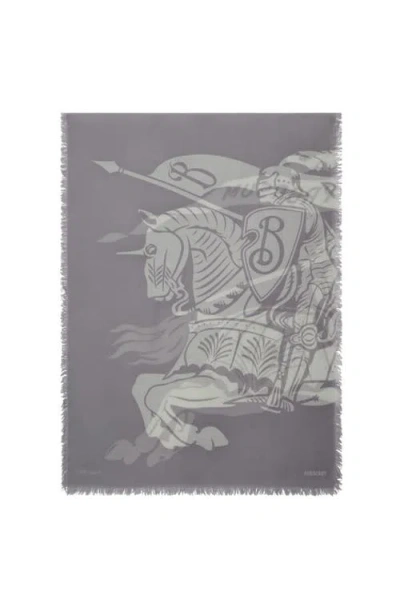 Burberry Wide Ekd Wool Scarf In Mist