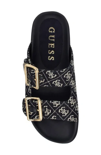 Guess Women's Fasten Double-buckle Footbed Sandals In Dark Blue