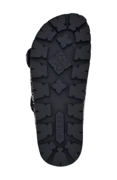 Guess Women's Fasten Double-buckle Footbed Sandals In Dark Blue