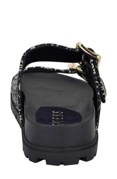 Guess Women's Fasten Double-buckle Footbed Sandals In Dark Blue
